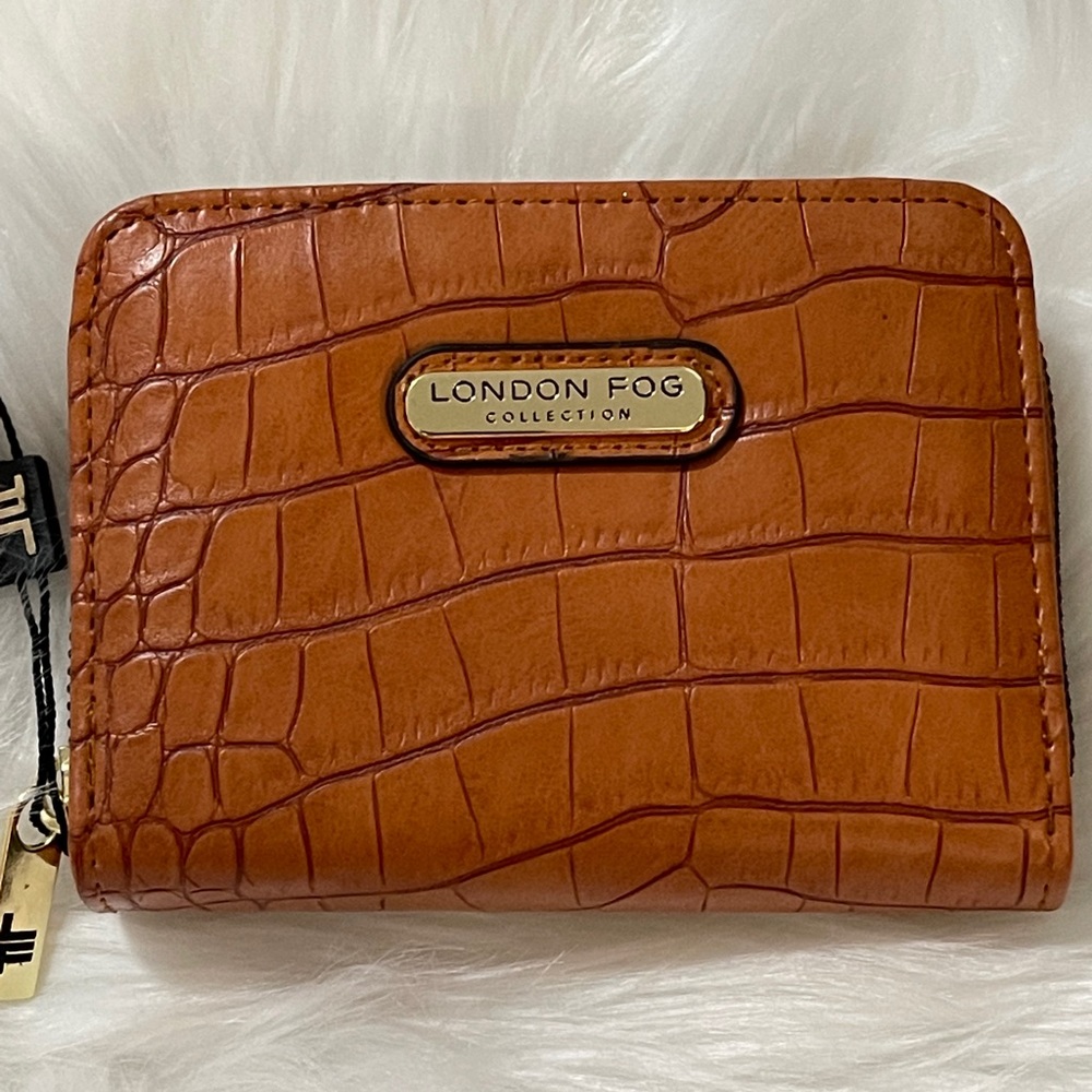 London Fog Zip-Around Fleur Croco French Wallet
